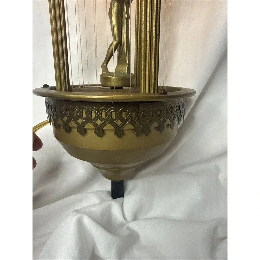Vintage Gold Greek Goddess Hanging Oil Rain Drip Lamp Working 16